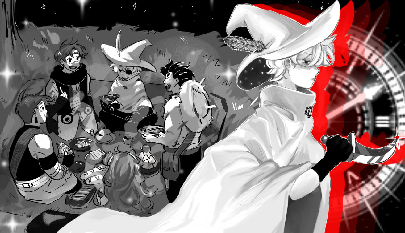 Collaboration work with isJasz (Background and Composition). Personally rendered and illustrated the right side.